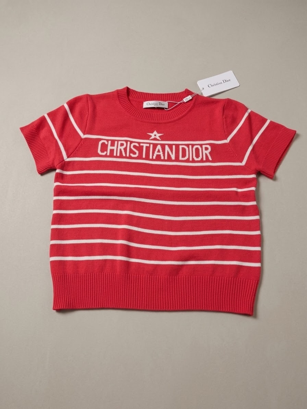 Brand New Red and White Striped Short-Sleeve Sweater